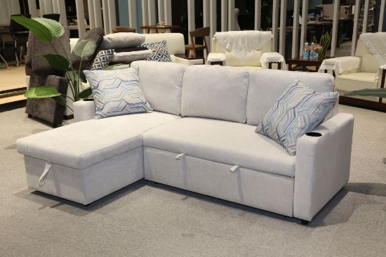 Picture of Modern Fabric Sofa Bed with Storage – Light Grey and Crey